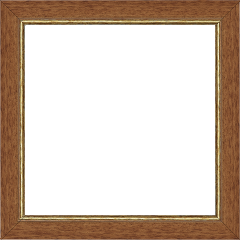 Cadre bois profil plat largeur 2.5cm couleur marron ton bois filet or - 30x30 Cadre bois profil plat largeur 2.5cm couleur marron ton bois filet or - 30x30