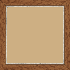 Cadre bois profil plat largeur 2.5cm couleur marron ton bois filet argent - 15x20