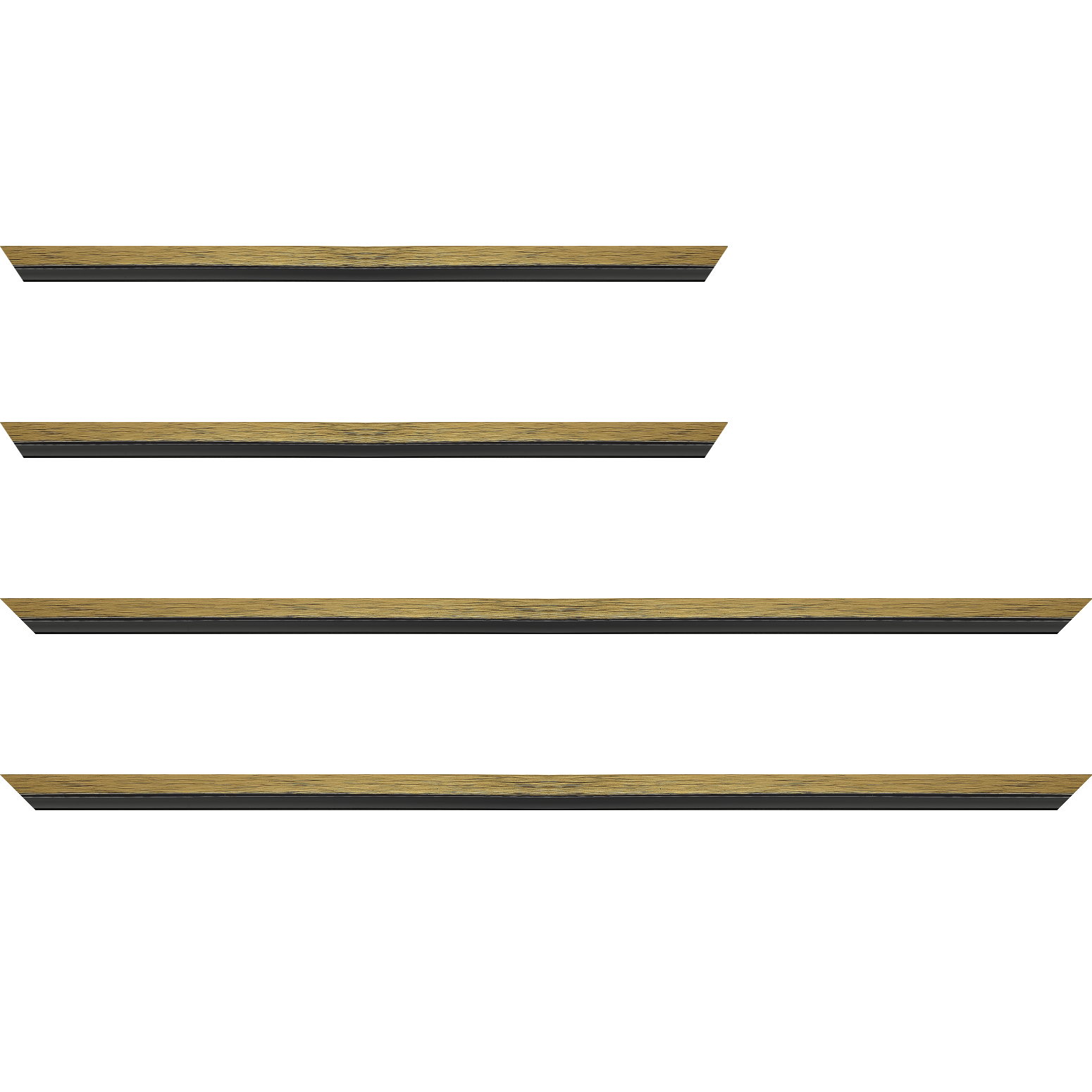 Baguette bois profil plat largeur 1.6cm couleur or contemporain filet noir en retrait de la face du cadre de 6mm assurant un effet très original
