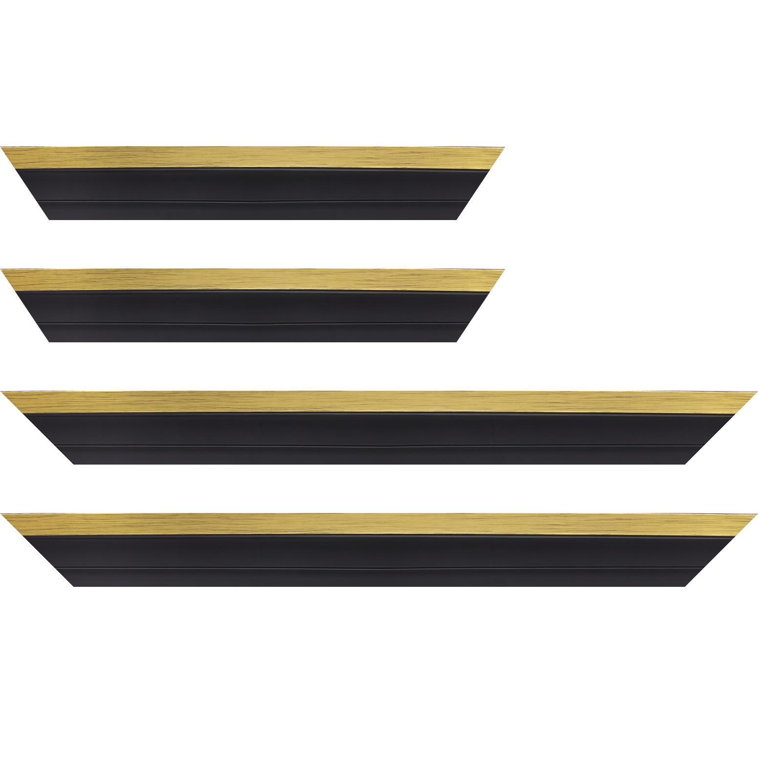 Baguette bois caisse américaine xl profil escalier largeur 4.9cm noir mat  filet or (spécialement conçu pour les châssis 3d d'une épaisseur de 3 à 4cm)