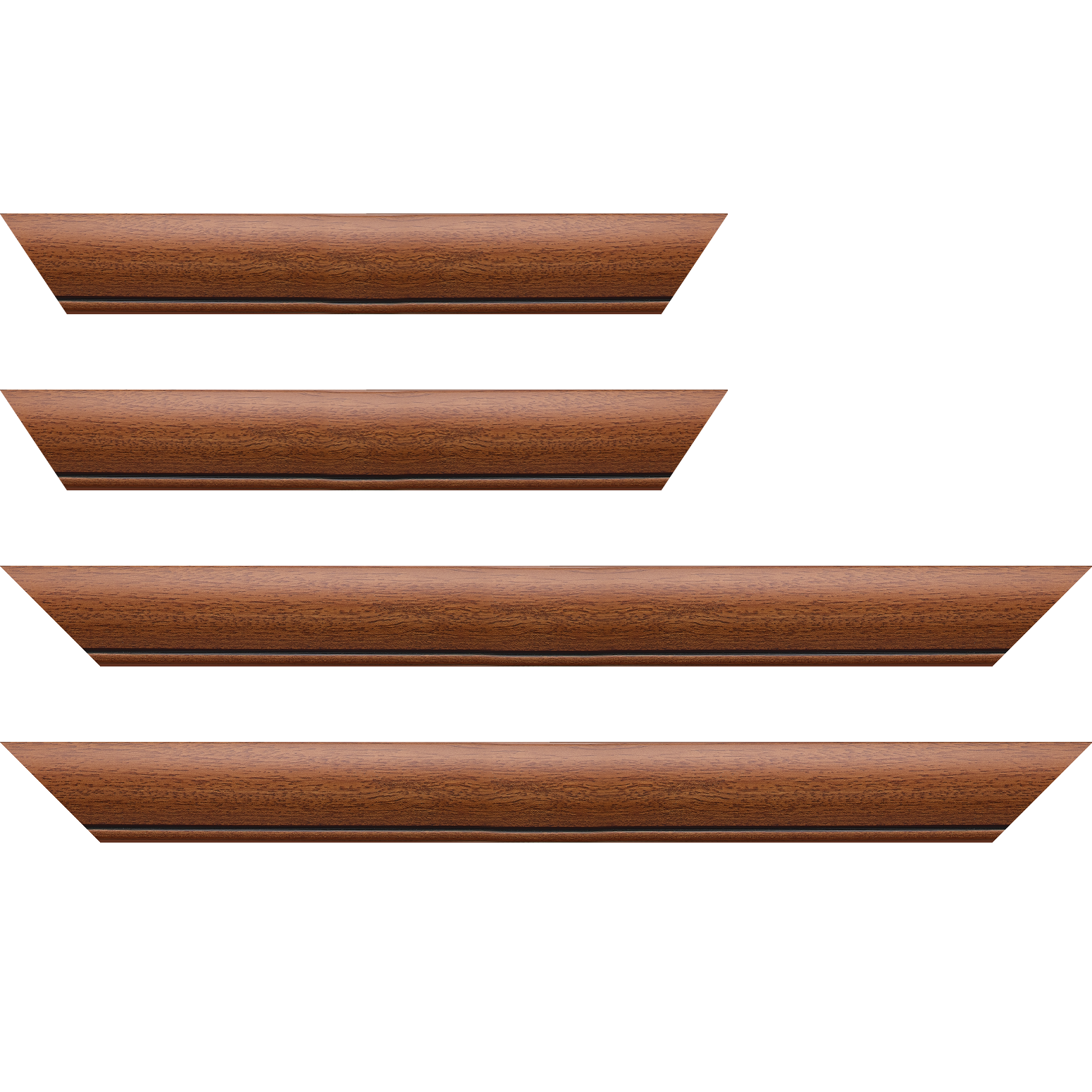 Baguette bois profil arrondi largeur 4.7cm couleur marron ton bois satiné rehaussé d'un filet noir