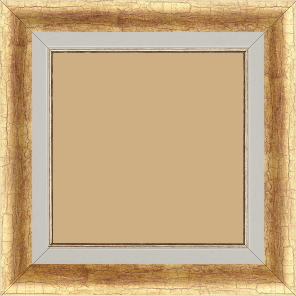 Cadre bois profil bombé largeur 3.5cm or craquelé + bois profil plat marie louise largeur 2.5cm couleur crème filet argent. (largeur totale du cadre 5.3cm) - 20x30 Cadre bois profil bombé largeur 3.5cm or craquelé + bois profil plat marie louise largeur 2.5cm couleur crème filet argent. (largeur totale du cadre 5.3cm) - 20x30
