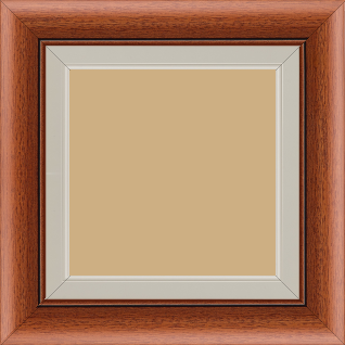 Cadre bois profil arrondi largeur 4.7cm couleur marron ton bois satiné rehaussé d'un filet noir + bois profil plat marie louise largeur 2.5cm couleur crème filet crème (largeur totale du cadre 6.4cm) - 60x90