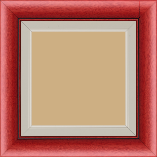 Cadre bois profil arrondi largeur 4.7cm couleur rouge cerise satiné rehaussé d'un filet noir + bois profil plat marie louise largeur 2.5cm couleur crème filet crème (largeur totale du cadre 6.4cm) - 70x70