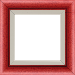 Cadre bois profil arrondi largeur 4.7cm couleur rouge cerise satiné rehaussé d'un filet noir + bois profil plat marie louise largeur 2.5cm couleur crème filet crème (largeur totale du cadre 6.4cm) - 61x46