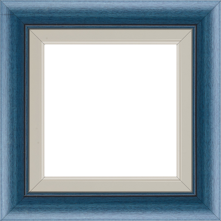 Cadre bois profil arrondi largeur 4.7cm couleur bleu cobalt satiné rehaussé d'un filet noir + bois profil plat marie louise largeur 2.5cm couleur crème filet crème (largeur totale du cadre 6.4cm) - 40x80