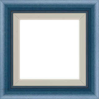 Cadre bois profil arrondi largeur 4.7cm couleur bleu cobalt satiné rehaussé d'un filet noir + bois profil plat marie louise largeur 2.5cm couleur crème filet crème (largeur totale du cadre 6.4cm)