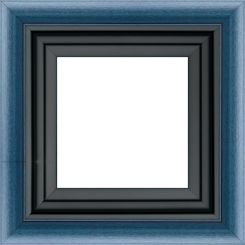 Caisse bois profil arrondi largeur 4.7cm couleur bleu cobalt satiné rehaussé d'un filet noir + bois caisse américaine profil escalier largeur 4.4cm noir mat   (spécialement conçu pour les châssis d'une épaisseur jusqu’à 2.5cm ) largeur total du cadre : 8.3cm - 100x100