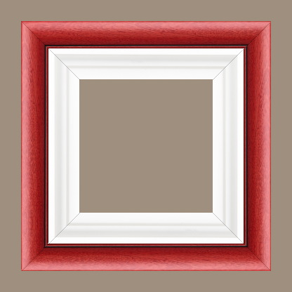 Caisse bois profil arrondi largeur 4.7cm couleur rouge cerise satiné rehaussé d'un filet noir + bois caisse américaine profil escalier largeur 4.4cm blanc mat   (spécialement conçu pour les châssis d'une épaisseur jusqu’à 2.5cm ) largeur total du cadre : 8.3cm - 90x90