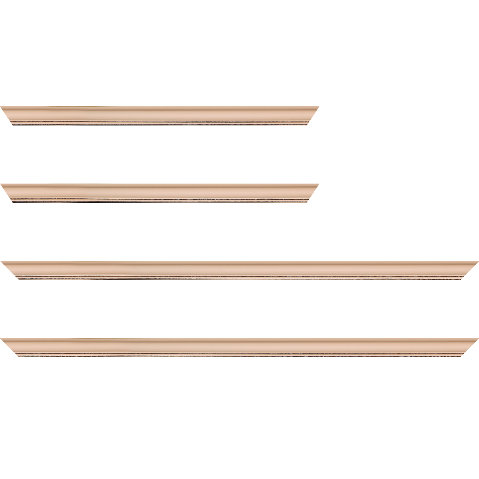 Baguette bois profil doucine inversée largeur 2.3cm rose tendre satiné bord ressuyé