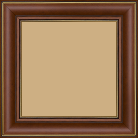 Cadre bois profil doucine inversée largeur 4.4cm  marron rustique filet or - 60x90