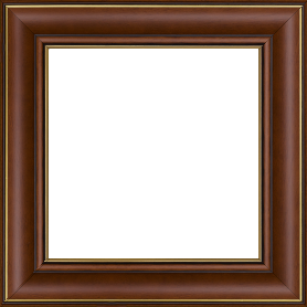 Cadre bois profil doucine inversée largeur 4.4cm  marron rustique filet or - 92x60