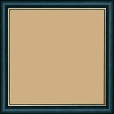 Cadre bois profil doucine inversée largeur 2.3cm bleu pétrole satiné double filet or - 40x40 Cadre bois profil doucine inversée largeur 2.3cm bleu pétrole satiné double filet or - 40x40