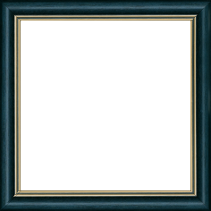 Cadre bois profil doucine inversée largeur 2.3cm bleu pétrole satiné double filet or - 70x70 Cadre bois profil doucine inversée largeur 2.3cm bleu pétrole satiné double filet or - 70x70