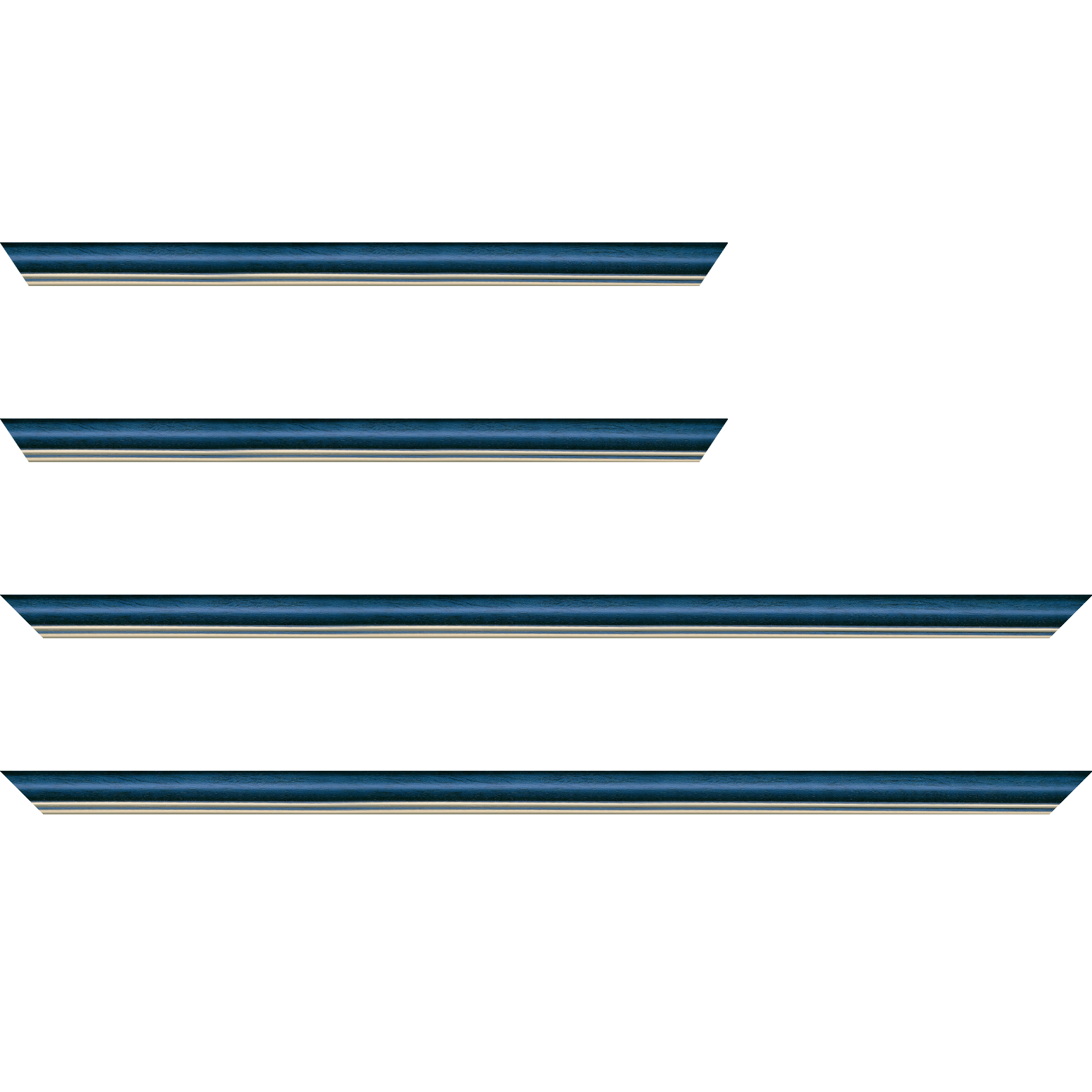 Baguette bois profil doucine inversée largeur 2.3cm bleu tropical satiné double filet or