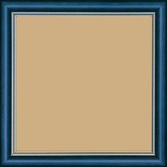 Cadre bois profil doucine inversée largeur 2.3cm bleu tropical satiné double filet or - 40x40 Cadre bois profil doucine inversée largeur 2.3cm bleu tropical satiné double filet or - 40x40