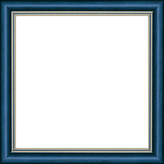Cadre bois profil doucine inversée largeur 2.3cm bleu tropical satiné double filet or - 61x46