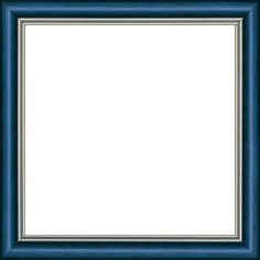 Cadre bois profil doucine inversée largeur 2.3cm bleu tropical satiné double filet or - 70x70 Cadre bois profil doucine inversée largeur 2.3cm bleu tropical satiné double filet or - 70x70