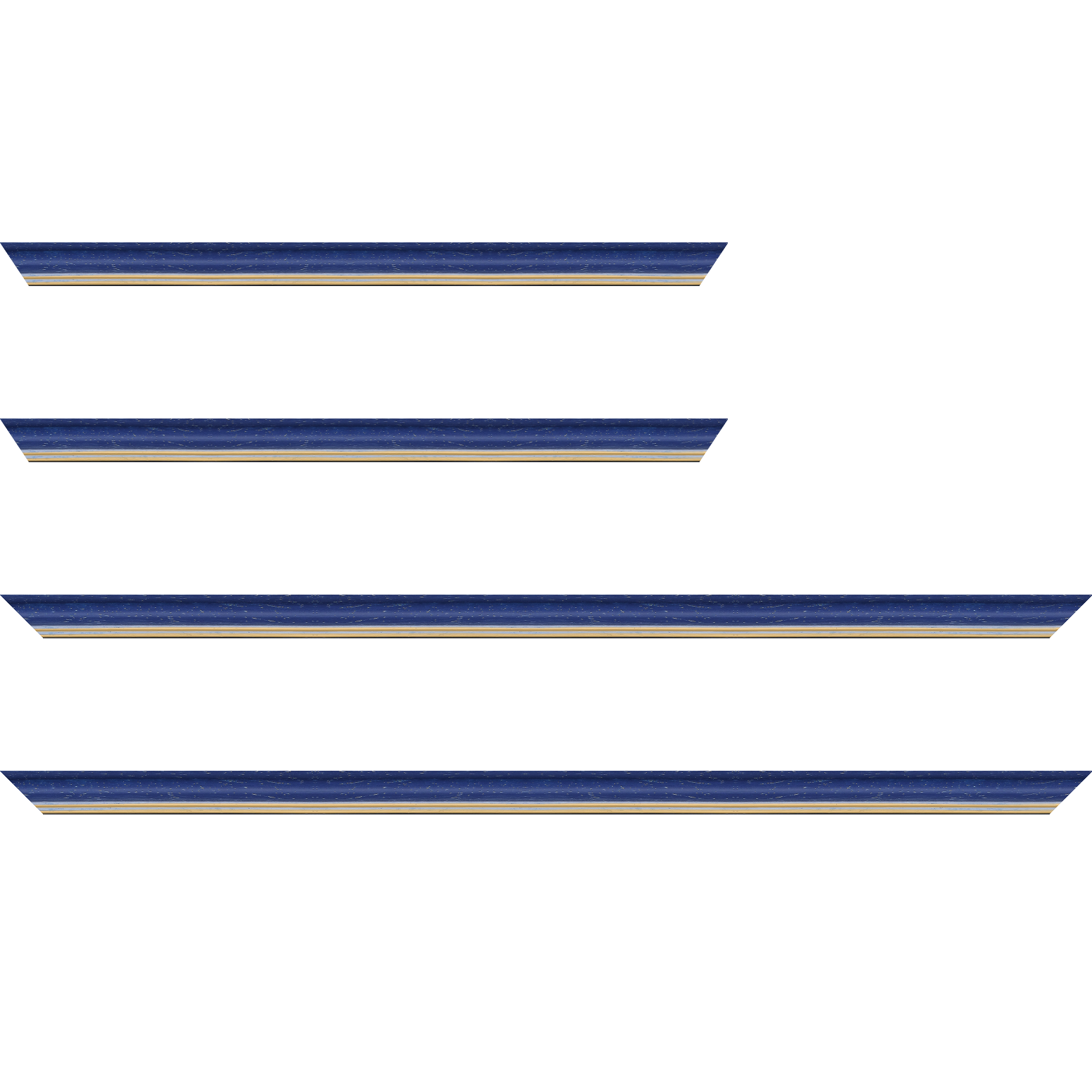 Baguette bois profil doucine inversée largeur 2.3cm bleu cérusé double filet or