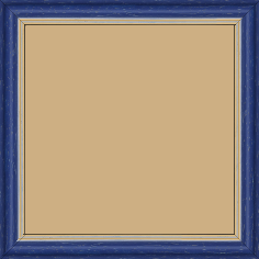 Cadre bois profil doucine inversée largeur 2.3cm bleu cérusé double filet or