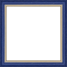 Cadre bois profil doucine inversée largeur 2.3cm bleu cérusé double filet or - 27x19