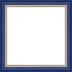 Cadre bois profil doucine inversée largeur 2.3cm bleu cérusé double filet or - 30x30 Cadre bois profil doucine inversée largeur 2.3cm bleu cérusé double filet or - 30x30
