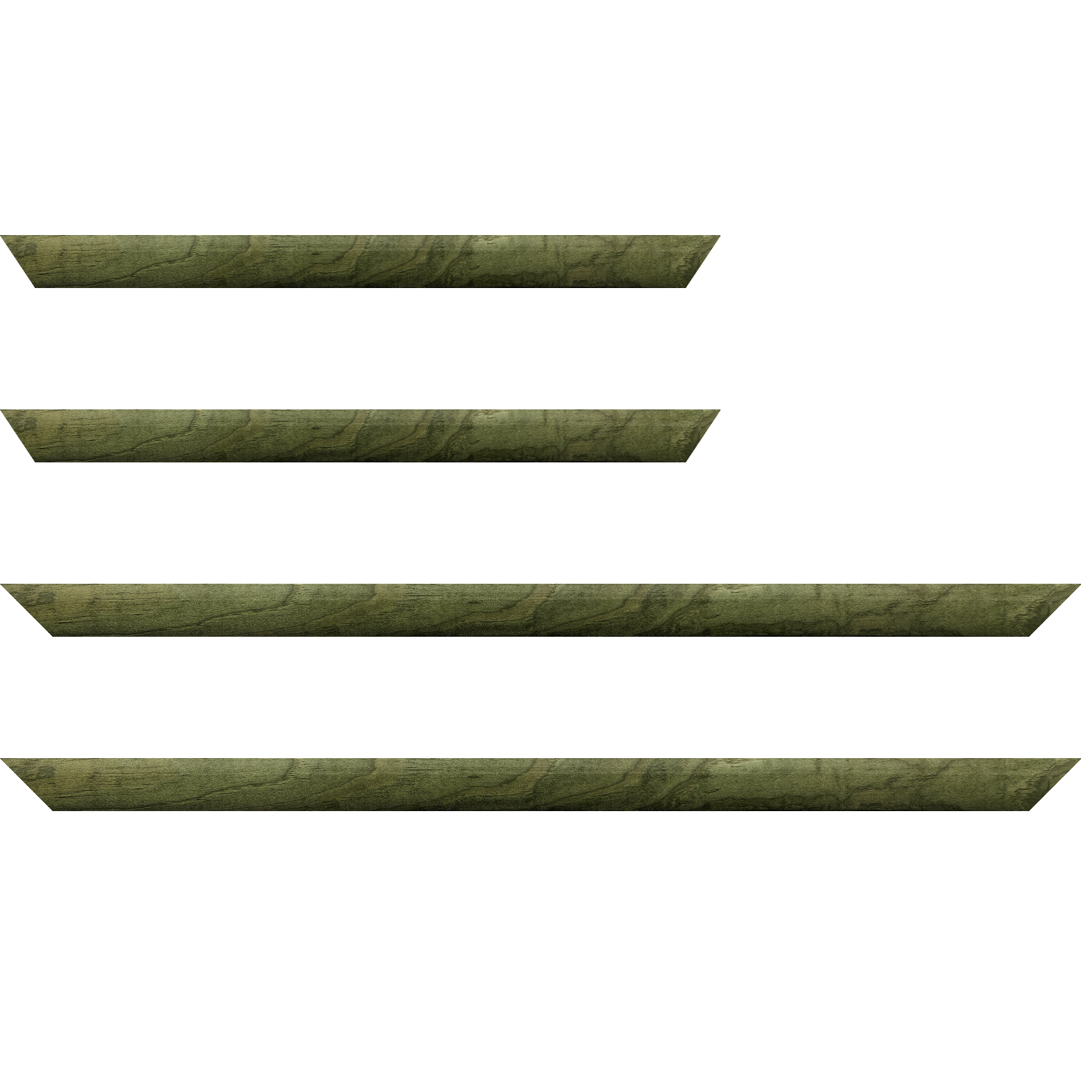 Baguette bois profil arrondi en pente plongeant largeur 2.4cm couleur vert sapin finition vernis brillant,veine du bois  apparent (pin) ,
