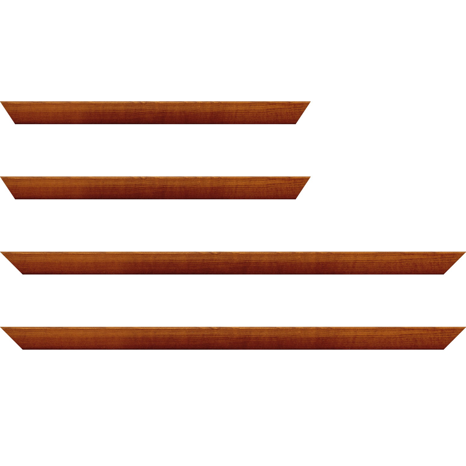 Baguette bois profil arrondi en pente plongeant largeur 2.4cm couleur marron miel finition vernis brillant,veine du bois  apparent (pin) ,