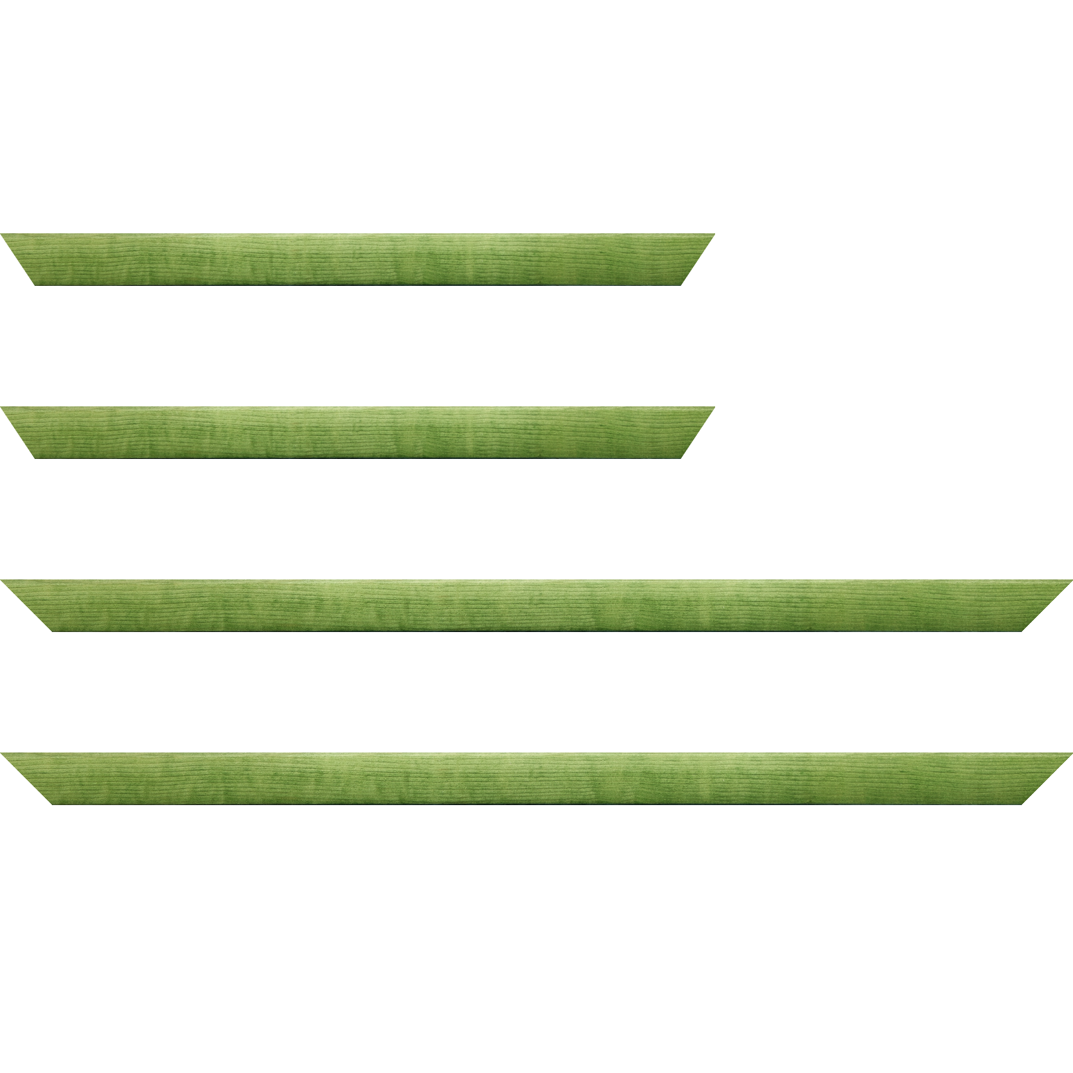 Baguette bois profil arrondi en pente plongeant largeur 2.4cm couleur vert tonique finition vernis brillant,veine du bois  apparent (pin) ,