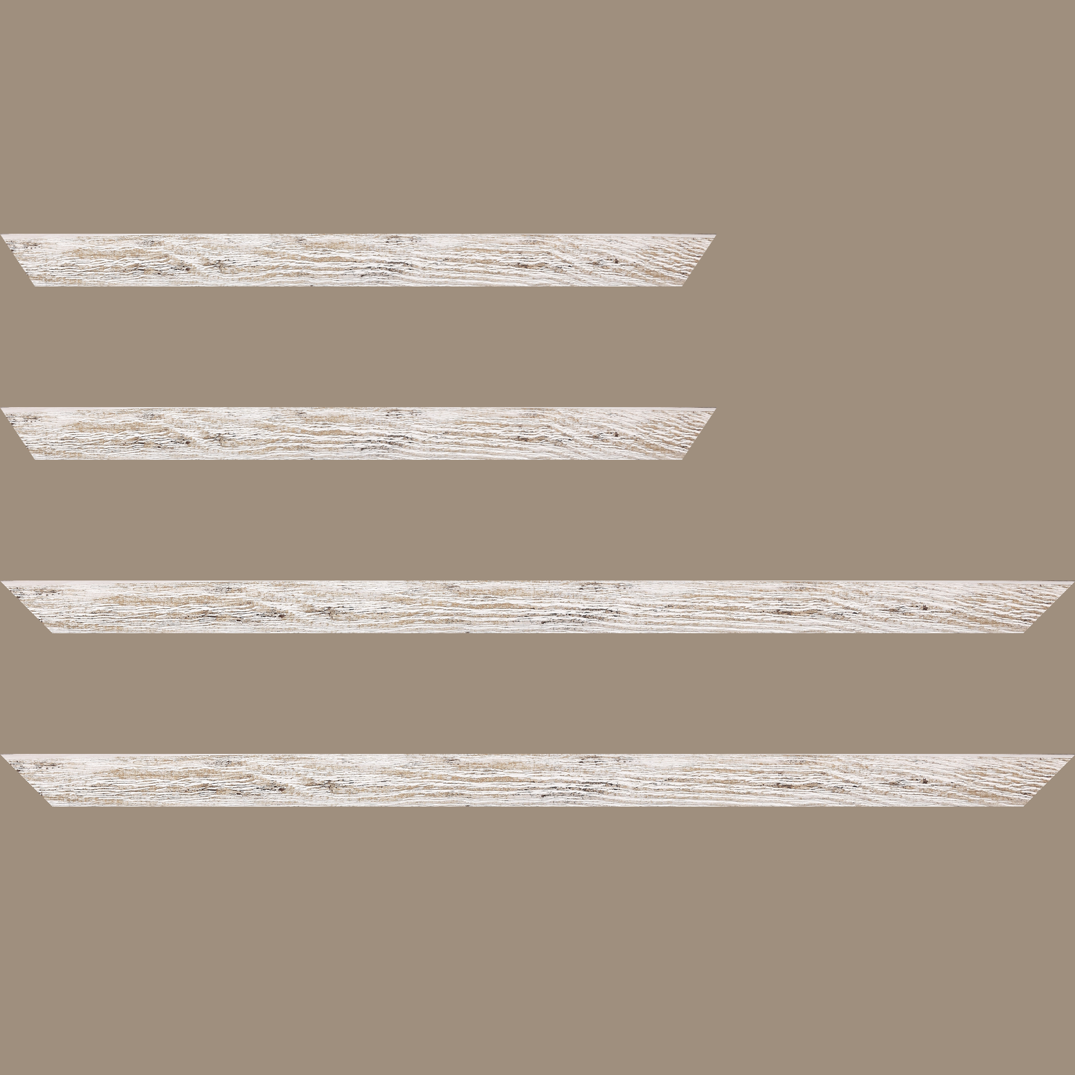 Baguette bois profil arrondi en pente plongeant largeur 2.4cm couleur blanchie frotté effet nature