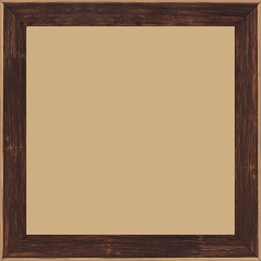 Cadre bois profil arrondi en pente plongeant largeur 2.4cm couleur marron effet ressuyé, angle du cadre extérieur filet naturel - 60x60