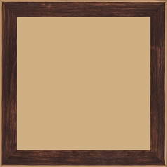 Cadre bois profil arrondi en pente plongeant largeur 2.4cm couleur marron effet ressuyé, angle du cadre extérieur filet naturel