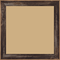 Cadre bois profil arrondi en pente plongeant largeur 2.4cm couleur noir ébène effet ressuyé, angle du cadre extérieur filet naturel - 70x70