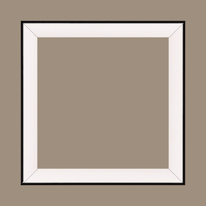 Cadre bois profil arrondi en pente plongeant largeur 2.4cm couleur crème satiné,veine du bois  apparent (pin) , angle du cadre extérieur filet noir - 70x70 Cadre bois profil arrondi en pente plongeant largeur 2.4cm couleur crème satiné,veine du bois  apparent (pin) , angle du cadre extérieur filet noir - 70x70