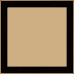 Cadre bois profil arrondi en pente plongeant largeur 2.4cm couleur noir satiné,veine du bois  apparent (pin) , angle du cadre extérieur filet or chromé