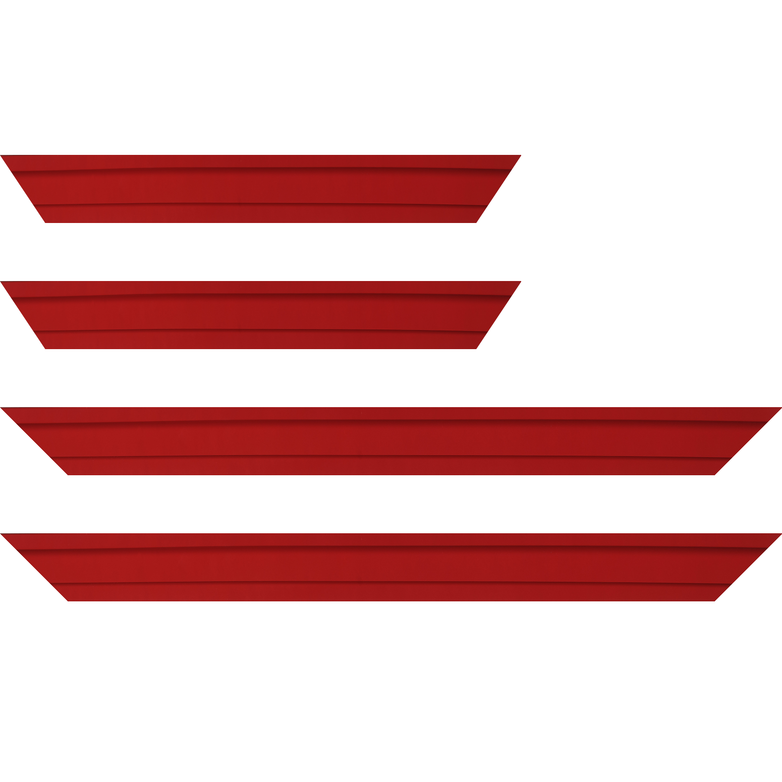Baguette bois caisse américaine profil escalier largeur 4.4cm rouge ferrari mat   (spécialement conçu pour les châssis d'une épaisseur jusqu’à 2.5cm )