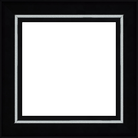 Cadre bois profil pente largeur 4.5cm de couleur noir mat filet argent - 50x50