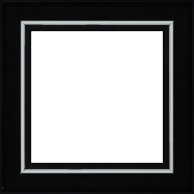 Cadre bois profil pente largeur 4.5cm de couleur noir mat filet argent - 30x30 Cadre bois profil pente largeur 4.5cm de couleur noir mat filet argent - 30x30