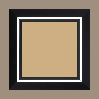 Cadre bois profil pente largeur 4.5cm de couleur noir mat filet blanc - 60x60