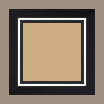 Cadre bois profil pente largeur 4.5cm de couleur noir mat filet blanc - 70x100 Cadre bois profil pente largeur 4.5cm de couleur noir mat filet blanc - 70x100