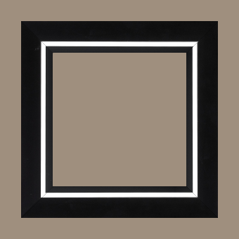 Cadre bois profil pente largeur 4.5cm de couleur noir mat filet blanc - 80x100 Cadre bois profil pente largeur 4.5cm de couleur noir mat filet blanc - 80x100