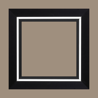 Cadre bois profil pente largeur 4.5cm de couleur noir mat filet blanc - 80x80