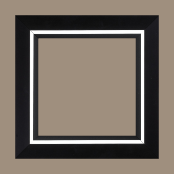 Cadre bois profil pente largeur 4.5cm de couleur noir mat filet blanc - 116x73 Cadre bois profil pente largeur 4.5cm de couleur noir mat filet blanc - 116x73