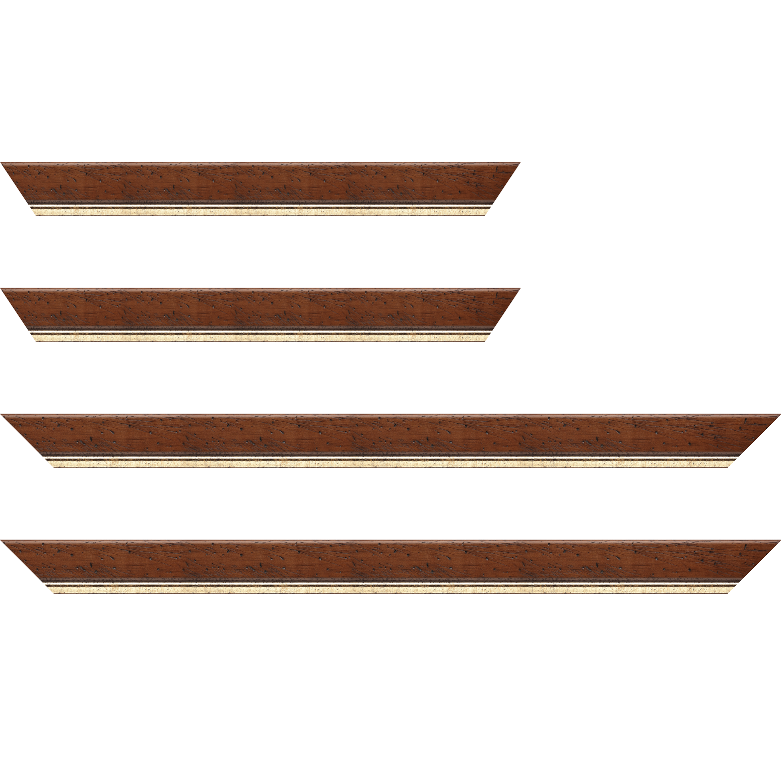 Baguette bois profil arrondi largeur 3.5cm marron satiné classique filet or