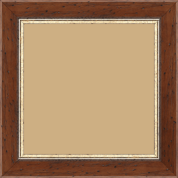 Cadre bois profil arrondi largeur 3.5cm marron satiné classique filet or - 18x24