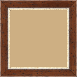 Cadre bois profil arrondi largeur 3.5cm marron satiné classique filet or - 70x70 Cadre bois profil arrondi largeur 3.5cm marron satiné classique filet or - 70x70